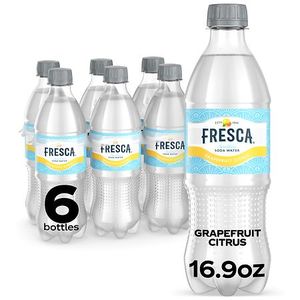 lot 5640 image: Fresca Grapefruit Citrus Sparkling Soda Water Bottles  16.9 fl oz  6 Pack