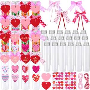 lot 5645 image: Honeydak 16 Set MotherftS Day Candy Container 5.9 Inch Heart Candy Tubes 4 oz Clear Empty Hot Chocolate Tubes with Screw Caps Ribbons for DIY Mother Party Treat Exchange Gift Prizes