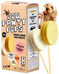 lot 5646 image: MalsiPree Dog Birthday Treats - Puppy Adoption Gifts and Puppy Training Supplies - Fun Dog Lollipops and Healthy Pet Ice Cream Alternative - Cute Accessories and Photo Props - 8 Pack
