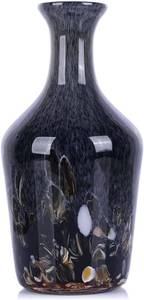 lot 5654 image: Hand Blown Glass Vase Smoke Gray Murano Style Art Glass Vase with Rounded Belly and Wide Mouth, Bubble Vase, Elegant Centerpiece for Floral Arrangements