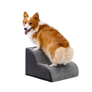 lot 5657 image: Makigued Dog Stairs for Small Dogs and Cats, 20in H 4 Steps Pet Steps Ramp for High Bed, Couch, Sofa, Waterproof Pet Stairs with Removable Washable Cover, Non-Slip Bottom, Light Gray