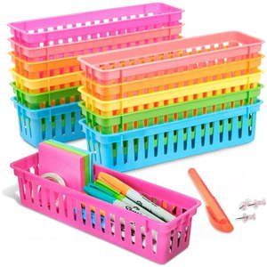 lot 5665 image: Juvale Plastic Pencil Holder for Classroom - 12-Pack  Multicolor  Slim Rectangular for Classroom Organization and Teacher Supplies