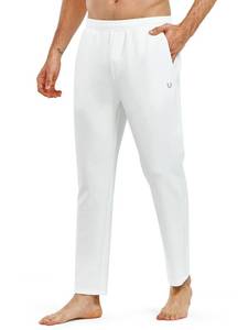 lot 5670 image: NORTHYARD Menfts Yoga Casual Sweatpants Cotton Athletic Lounge Pants Open Bottom Loose Exercise Straight Leg Pant with Pockets White M