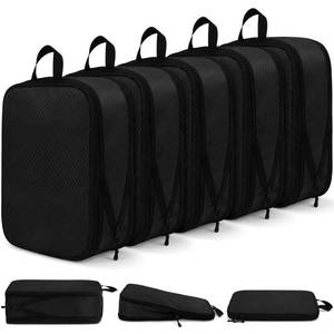 lot 5681 image: Bulyoou 5 Pack Compression Packing Cubes for Travel Space Saving Cubes Luggage Organizer for Suitcase(Black,L)