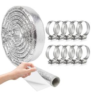 lot 5682 image: Pangda 10ft3meter 20mm 34in Wire Heat Shield Aluminized Sleeve Heat Shield Protection with 10 Clamps Side Entry for Hoses, Wire Harnesses, Cables, Automotive, Exhaust