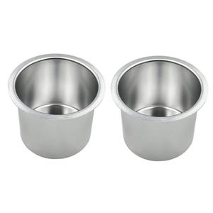 lot 5698 image: SEETOOOGAMES Jumbo Aluminum Drop-in Poker Table Cup Holder Insert (Pack of 2) (Silver)