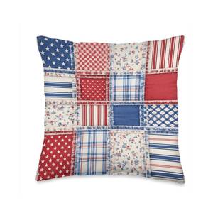 lot 5703 image: Patriotic Patchwork Americana Quilt Design Throw Pillow