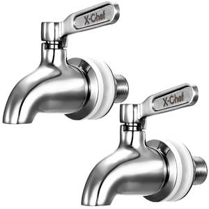 lot 6000 image: X-Chef 2 PCS Beverage Spigots Beverage Dispenser Spigot Replacement Stainless Steel Spigot for Glass Jar and Drink Dispenser