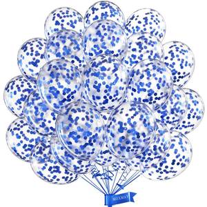 lot 6008 image: Blue Confetti Balloons 12 inch, 50 Pcs Clear Balloons with Blue Confetti Glitter for Birthday Wedding Baby Shower Christmas Party Decoration