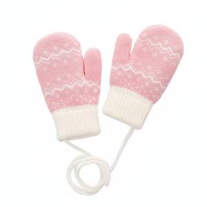 lot 6418 image: NociHah Kids Wool Knit Mittens Girls Boys Warm Winter Stretchy Elastic Snow Gloves for Cold Weather Toddler 2 Pack