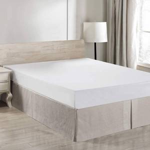 lot 6420 image: SimpleandOpulence Belgian Linen Bed Skirt with Classic 14 inch Tailored Drop Dust Ruffle, Easy Fit Breathable Premium Natural Flax- Basic Linen, King