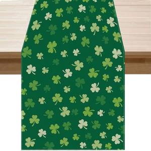 lot 6426 image: XCHI Green Shamrocks St. Patrickfts Day Table Runner Table Decoration for Party Home Kitchen Dining Holiday Decor 13x120 Inch lot of three