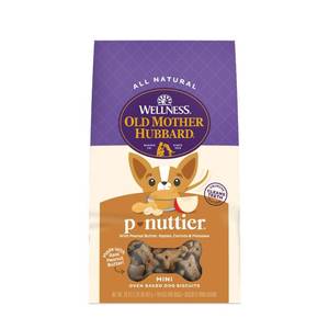 lot 6428 image: Old Mother Hubbard by Wellness Classic Crunchy P-Nuttier Biscuits Mini Oven Baked Carrot, Apple and Peanut Butter Flavor Dog Treats - 20oz