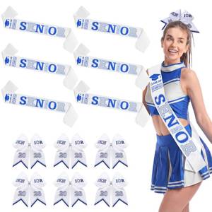 lot 6430 image: Suncalla 6 Set Senior Sashes Class of 2026 Graduation Satin Sash with Glitter Hair Bows 2026 Cheer Gifts for Graduation Party Cheerleader Prom Photos Celebration(Blue)