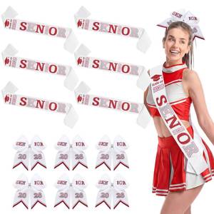 lot 6434 image: Suncalla 6 Set Senior Sashes Class of 2026 Graduation Satin Sash with Glitter Hair Bows 2026 Cheer Gifts for Graduation Party Cheerleader Prom Photos Celebration(Red)