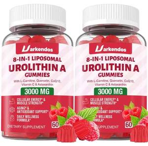 lot 6441 image: Uarkendos 2 Pack Liposome Urolitin A Gummies, 8 in 1 Recipe,Contains Coq10, Resveratrol, L-carnitine, Quercetin, VC, Axanthin, Supplement for Cell Support, Anti-Aging and Energy Promotion