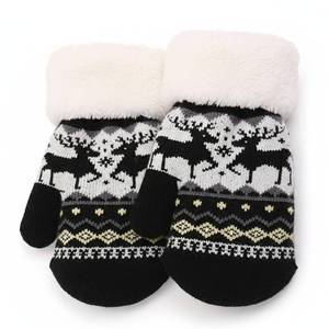 lot 6475 image: NociHah Kids-Wool-Mittens-Sherpa-Lined-Mittens-Boys-Girls Cold Weather Knit-Mitt Warm for Winter-Children-Gloves