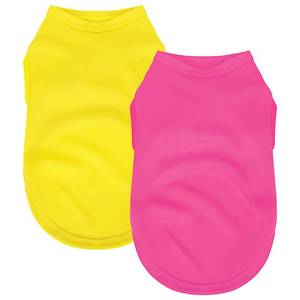 lot 6487 image: A2 Pack Solid Color Dog Shirts - Lightweight, Quick Dry, Breathable Pet T-Shirts for Small to Large Dogs - Stretchy, Durable, Ideal for All Seasons and Holidays.Rose redandYellow XL