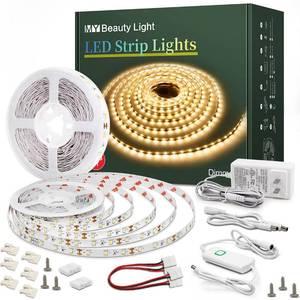 lot 7030 image: Led Strip Lights 65.6ft Warm White Dimmable Led Light Strip Flexible Rope Lights Kits with 24v Etl Power Supply, Adhesive Clips, Dimmer Switch and Connectors for Indoor Decor