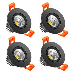 lot 7034 image: LightingWill 2inch LED Dimmable Downlight, 3W COB Recessed Ceiling Light, Daylight White 5500K-6000K, CRI80, 25W Halogen Bulbs Equivalent, Black (4Pack)