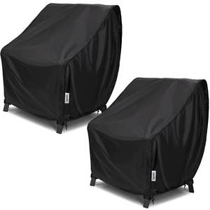 lot 7035 image: VARIETYFACE Waterproof Outdoor Chair Cover 31.5inW x 33.5inD x 36inH, 2 Pack, Windproof Patio Furniture Cover with Drawstring and Buckle Straps, UV Resistant, Black