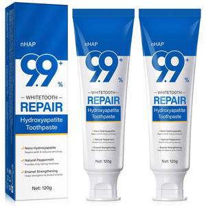 lot 8300 image: 2-Pack Hydroxyapatite Toothpastes  Fresh Breath hydroxyapatite Nano Toothpaste  Stain Removal and Enamel Safe Gentle Mint Daily Use for CoffeeSmokers, Tea