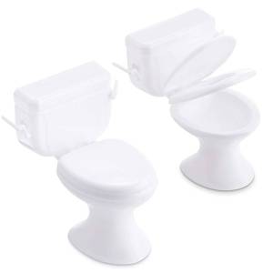 lot 8316 image: 2 Pieces Mini Toilet Seat Dollhouse Furniture Miniature Classic Bathroom Toilet Tiny Cake Topper Bathroom Furniture Dollhouse Accessories (White)