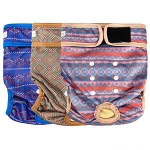 lot 8320 image: Langsprit Washable Female Dog Diapers - Doggie Reusable Diapers for Doggy Puppy Female in Period - Highly Absorbent Dog Heat Panties Plaid-1 L