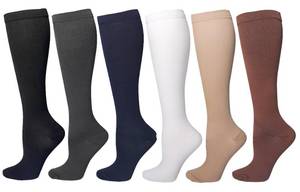 lot 8325 image: 6 Pairs Compression Socks for Women Men, Medical Compression Socks for Women and Men, Support Knee High Socks for Running Nurses Travel (Pure Color, LXL)