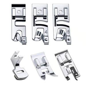 lot 8334 image: Sewing Machine Presser Foot Kit 6pcs � Narrow Rolled Hem Feet 3mm, 4mm, 6mm, Gathering Foot, Zigzag Foot and Overlock Foot for All Low Shank Snap on Singer, Brother, Babylock, Janome Sewing Machines