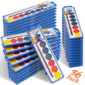 lot 11517 image: 36 Pack Watercolor Paint Set, Washable Watercolor Paint Bulk for Kids, Water Color Paint with Paint Brushes, Ideal Gifts for Party Favors, School Supplies and Classroom Prizes, Art Activities, 8 Colors