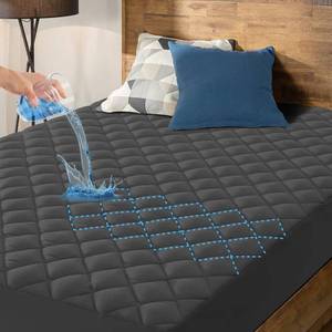 lot 11519 image: HYLEORY Queen Size Waterproof Mattress Pad Protector, Breathable Quilted Mattress Cover Noiseless Waterproof Fitted Sheet Mattress Topper Upto 21in Deep Pocket, Dark Grey