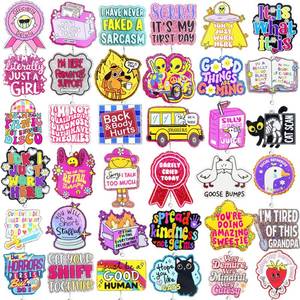 lot 11524 image: Hotlea 36 PCS Nurse Badge Reel Bulk Funny Retractable Badge Holders with Alligator Clips RN ICU MA LPN Badge Buddy Nursing Students Badge Accessories for Work