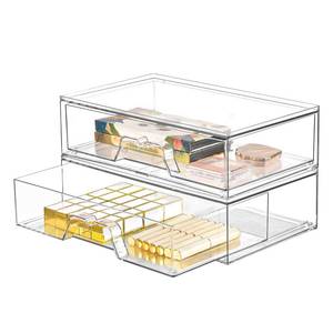 lot 11537 image: 2 Pack Stackable Makeup Organizer, 12.1ftftL Acrylic Bathroom Organizer and Storage Undersink Drawer, Cosmetics and Beauty Supplies,Clear Plastic Storage Bins for Desk,Cabinet,Kitchen,Vanity,Pantry