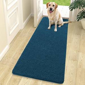 lot 11550 image: OLANLY Dog Door Mat for Muddy Paws 70x24, Absorbs Moisture and Dirt, Absorbent Non-Slip Washable Doormat, Quick Dry Chenille Mud Mat, Entry Indoor Entryway Carpet for Inside Floor, Atlantic Blue