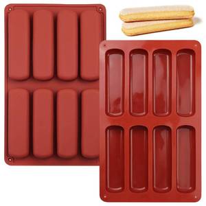 lot 12079 image: 2 PCS Finger Biscuit Silicone Mould, 8 Cavities Cereal Bars Baking Mould, Non-stick Chocolate Bar Mold, for Cnady, Eclair, Bread, Muffin, Soap, Resin