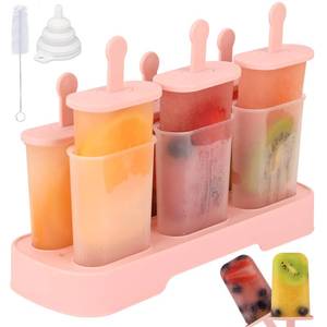 lot 12089 image: WMKGG Popsicles Molds Set, 6 PCS Ice Pop Mold,Homemade Ice Cream Mould with Sticks, Popsicle Maker(Pink)