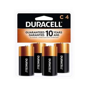 lot 12104 image: Duracell Coppertop C Batteries, 4 Count (Pack of 1), C Battery with Long-lasting Power, All-Purpose Alkaline Battery for Household and Office Devices