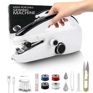 lot 12112 image: Mini Handheld Sewing Machine, Hand Held Sewing Machine for Beginners, Hand Sewing Machine for Clothes Fabrics Repair Home DIY, Small Manual Sewing Machine Portable, Hand Stitching Machine