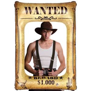 lot 12122 image: VioraWhite Western Wanted Party Decorations Western Wanted Photo Frame 27 Inches Fun Inflatable Photo Frame 3D Wild West Selfie Backdrop for Cowboy Theme Events Cowboy Birthday Party