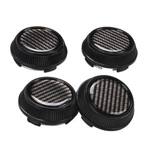 lot 12143 image: Blueshyhall 64mm 2.5in Dia 4 Clips Automotive Wheel Tyre Center Hub Caps Covers for Car - Black Carbon Fiber Pattern 4 Pcs