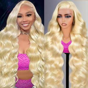 lot 12155 image: Banktcy 30 Inch 613 13x6 Lace Front Wig Human Hair 200percent Density Body Wave Lace Front Wigs Human Hair Blonde Body Wave Wig 613 Blonde Lace Front Wigs HD Lace Frontal Wig For Women (Blue)