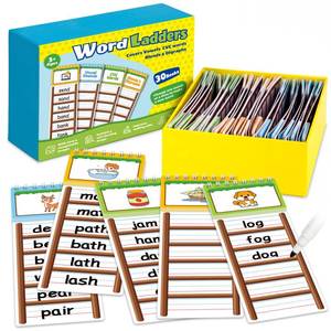 lot 12162 image: Edulok 30 Word Ladder Flip Books,Phonics Flash Cards,Word Ladders Word Family Build Book,Sight Words Reading Spelling Games Phonics Flip Books for Kids Classroom Homeschool Preschool Learning Activity