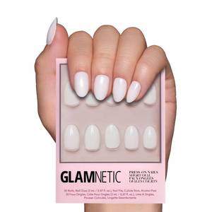 lot 12174 image: Glamnetic Press On Nails - White Swan  Opaque Classic Off White Short Oval Fake Nails, Salon Quality  15 Sizes - 30 Nail Kit with Glue