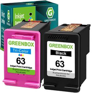 lot 12178 image: GREENBOX 63 Ink Cartridges Combo Pack Replacement for HP 63 63 Ink Cartridge Black and Color for Envy 4512 4520 Officejet 3830 4650 5255 Deskjet 1112 3634 3632 3639 Printer Ink 63, 2 Pack 63 Ink