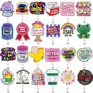 lot 12184 image: Hotlea 24 PCS Nurse Badge Reels Bulk Funny Badge Holders Retractable Clip Cute Nursing Pharmacy Medical Asssitants RN LPN CNA Badge Buddy Accessories for Work