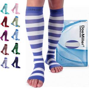 lot 12208 image: Doc Miller Open Toe Compression Socks for Women and Men, 15-20 mmHg Toeless Knee High Wide Calf Stockings for Pregnancy, Varicose Veins, Shin Splints, Swelling, Recovery, Travel and Daily Wear, 1 Pair