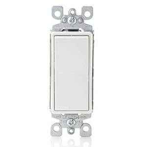 lot 12209 image: Leviton 15 Amp, 120277 Volt, Decora Rocker Single-Pole AC Quiet Switch, Residential Grade, Grounding, 5601-2W, White