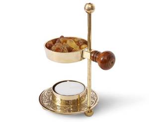 lot 12216 image: Resin Incense Burner � Dual Use Tea Light or Charcoal Heated  Adjustable Brass Design for Frankincense, Myrrh and Copal  Spiritual Gift for Home Fragrance