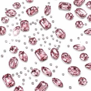 lot 12219 image: WILLBOND 156 Pcs Sew on Rhinestones Claw Flatback Crystal Rhinestones Metal Prong Setting Gems Acrylic Glass Sewing Gems for Clothes DIY Craft Shoes Dress Jewelry Making(Light Pink)